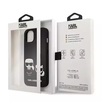 Etui na telefon Karl Lagerfeld do iPhone 13 6,1" czarny/black hardcase Ikonik Karl & Choupette