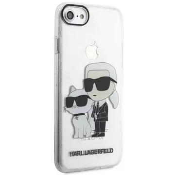Etui na telefon Karl Lagerfeld do iPhone 7/8/SE 2020/2022 transparent hardcase Gliter Karl&Choupette 