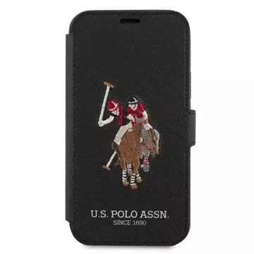 Etui na telefon US Polo Embroidery Collection book iPhone 12 mini 5,4" czarny/black