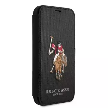 Etui na telefon US Polo Embroidery Collection book iPhone 12 mini 5,4" czarny/black