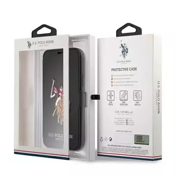 Etui na telefon US Polo Embroidery Collection book iPhone 12 mini 5,4" czarny/black