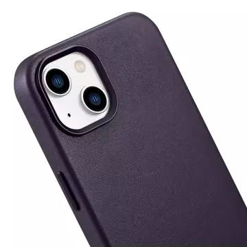 Etui na telefon iCarer Case Leather z naturalnej skóry do iPhone 14 Plus ciemnofioletowy (kompatybilne z MagSafe)