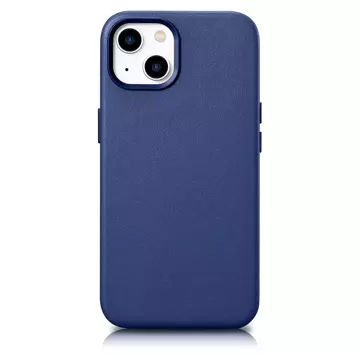 Etui na telefon iCarer Case Leather z naturalnej skóry do iPhone 14 Plus niebieski (kompatybilne z MagSafe)