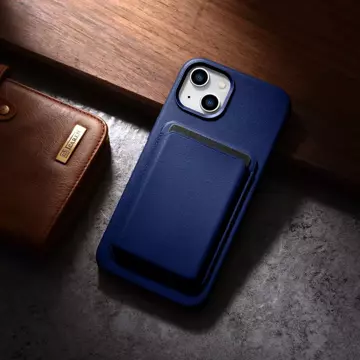 Etui na telefon iCarer Case Leather z naturalnej skóry do iPhone 14 Plus niebieski (kompatybilne z MagSafe)