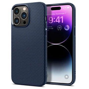 Etui obudowa plecki Spigen Liquid Air do Apple iPhone 14 Pro Navy Blue + Szkło