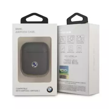 Etui ochronne na słuchawki BMW do AirPods cover granatowy/navy Geniune Leather Silver Logo 