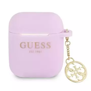 Etui ochronne na słuchawki Guess do AirPods cover fioletowy/purple Silicone Charm 4G Collection