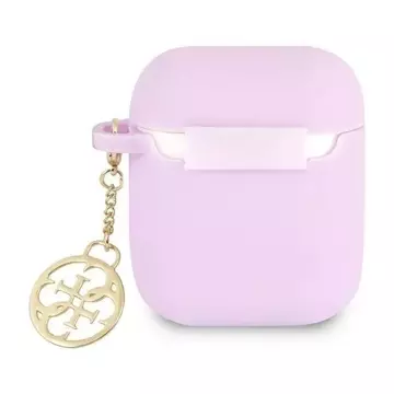 Etui ochronne na słuchawki Guess do AirPods cover fioletowy/purple Silicone Charm 4G Collection