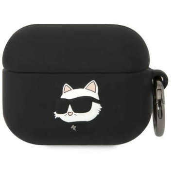 Etui ochronne na słuchawki Karl Lagerfeld KLAPRUNCHK do Apple AirPods Pro cover czarny/black Silicone Choupette Head 3D