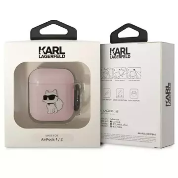 Etui ochronne na słuchawki Karl Lagerfeld do Airpods 1/2 cover różowy/pink Ikonik Choupette 