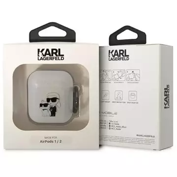 Etui ochronne na słuchawki Karl Lagerfeld do Airpods 1/2 cover transparent Gliter Karl&Choupette
