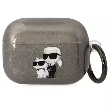 Etui ochronne na słuchawki Karl Lagerfeld do Airpods Pro cover czarny/black Gliter Karl&Choupette