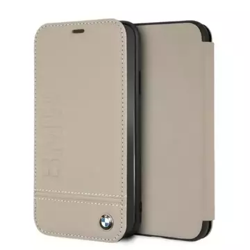 Etui ochronne na telefon BMW BMFLBKI61LLST do Apple iPhone Xr book beżowy/taupe Logo Imprint