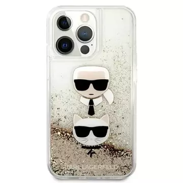 Etui ochronne na telefon Karl Lagerfeld KLHCP13LKICGLD do Apple iPhone 13 Pro / 13 6,1" złoty/gold hardcase Liquid Glitter Karl&Choupette Head