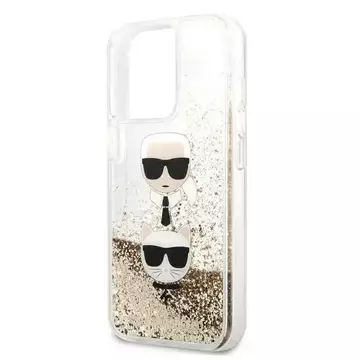 Etui ochronne na telefon Karl Lagerfeld KLHCP13LKICGLD do Apple iPhone 13 Pro / 13 6,1" złoty/gold hardcase Liquid Glitter Karl&Choupette Head