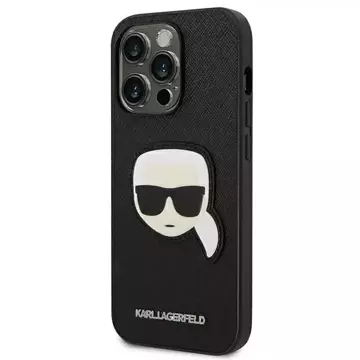 Etui ochronne na telefon Karl Lagerfeld KLHCP14LSAPKHK do Apple iPhone 14 Pro 6,1" czarny/black hardcase Saffiano Karl`s Head Patch