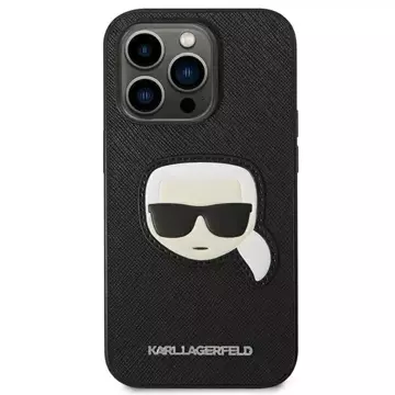 Etui ochronne na telefon Karl Lagerfeld KLHCP14LSAPKHK do Apple iPhone 14 Pro 6,1" czarny/black hardcase Saffiano Karl`s Head Patch