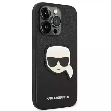 Etui ochronne na telefon Karl Lagerfeld KLHCP14LSAPKHK do Apple iPhone 14 Pro 6,1" czarny/black hardcase Saffiano Karl`s Head Patch