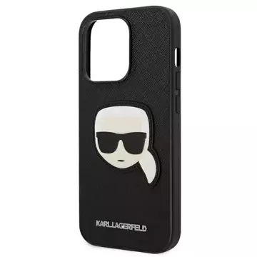 Etui ochronne na telefon Karl Lagerfeld KLHCP14LSAPKHK do Apple iPhone 14 Pro 6,1" czarny/black hardcase Saffiano Karl`s Head Patch