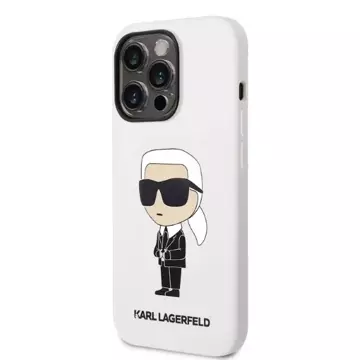 Etui ochronne na telefon Karl Lagerfeld KLHCP14LSNIKBCH do Apple iPhone 14 Pro 6,1" hardcase biały/white Silicone Ikonik