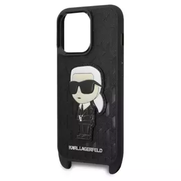 Etui ochronne na telefon Karl Lagerfeld KLHCP14LSTKMK do Apple iPhone 14 Pro 6,1" czarny/black hardcase Monogram Ikonik Patch