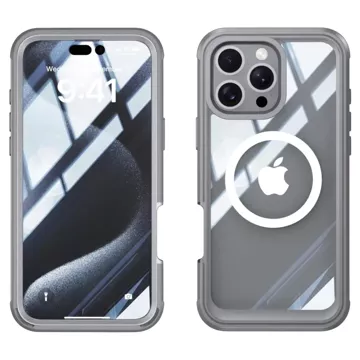 Etui ochronne na telefon do Apple iPhone 16 Pro Max Alogy Shield360 MagCase™️ do MagSafe obudowa z ochroną wyświetlacza i aparatu Titanium Szare