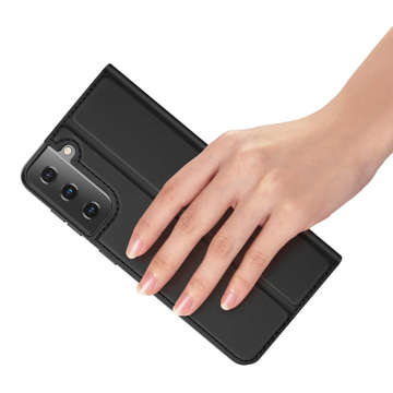 Etui ochronne z klapką Dux Ducis Skin Pro skórzane do Samsung Galaxy S21 Plus 5G Czarne + Szkło