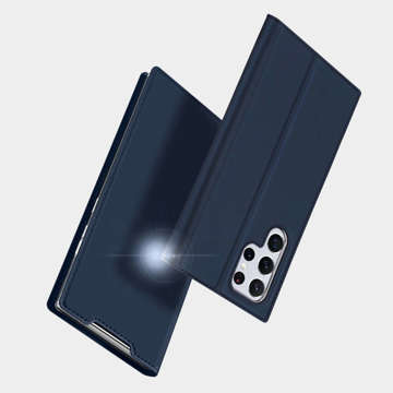 Etui ochronne z klapką Dux Ducis Skin Pro skórzane do Samsung Galaxy S22 Ultra Granatowe