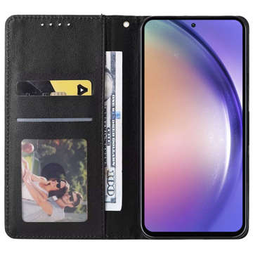 Etui ochronne z klapką skórzany portfel Alogy Wallet Case obudowa na telefon do Samsung Galaxy A34 5G Czarne + Szkło