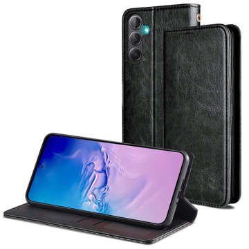 Etui ochronne z klapką skórzany portfel Alogy Wallet Case obudowa na telefon do Samsung Galaxy A34 5G Czarne + Szkło