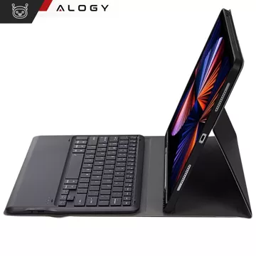 Etui ochronne z klawiaturą Alogy Keyboard case z miejscem na rysik klawiatura bezprzewodowa do Apple iPad Air 13" czarne  + Szkło