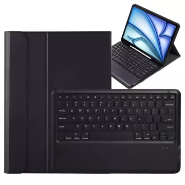 Etui ochronne z klawiaturą Alogy Keyboard case z miejscem na rysik klawiatura bezprzewodowa do Apple iPad Air 13" czarne  + Szkło