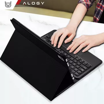 Etui ochronne z klawiaturą Alogy Keyboard case z miejscem na rysik klawiatura bezprzewodowa do Apple iPad Air 13" czarne  + Szkło