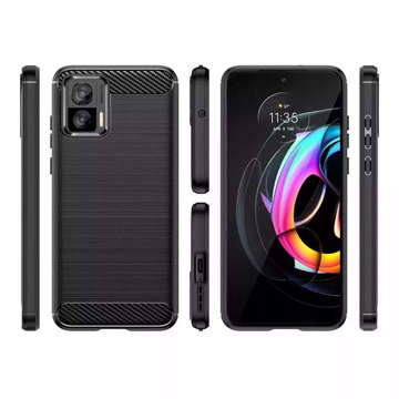 Etui pancerne ochronne TPU Carbon Case obudowa do Motorola Edge 30 Neo czarne + Szkło Hofi