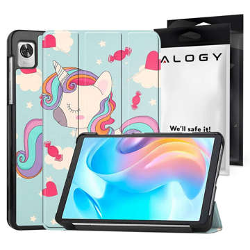 Etui z klapką obudowa Alogy Book Cover do Realme Pad Mini 8.7 Jednorożec + Szkło