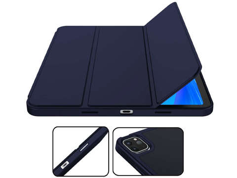 Etui z klapką obudowa Alogy Smart Case Pencil do iPad Pro 12.9 2021 Granatowy + Szkło