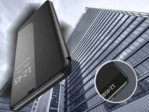 Etui z klapką portfel Alogy skórzane Smart View Cover do Huawei P30 Pro Czarne