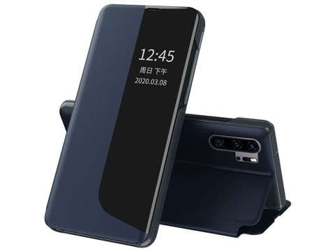 Etui z klapką portfel Alogy skórzane Smart View Cover do Huawei P30 Pro Granatowe