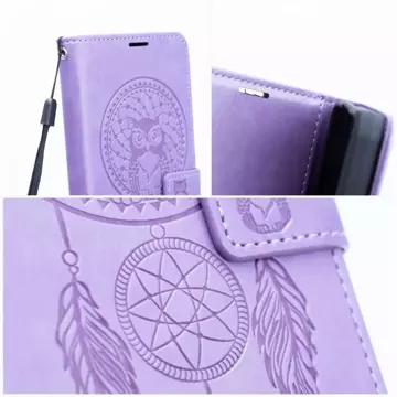 Etui z klapką zamykane Kabura MEZZO Book do iPhone 15 Pro łapacz snów fioletowy