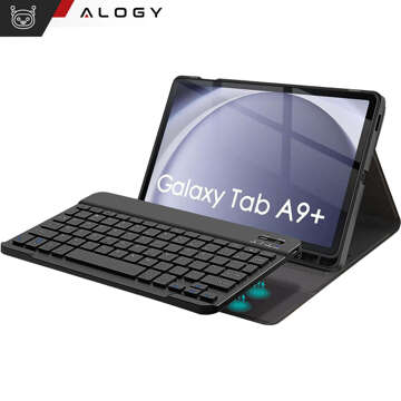 Etui z klawiaturą do Samsung Galaxy Tab A9+ Plus 2023 11" (X210/X215/X216) klawiatura Bluetooth na magnes Alogy Czarne + Szkło