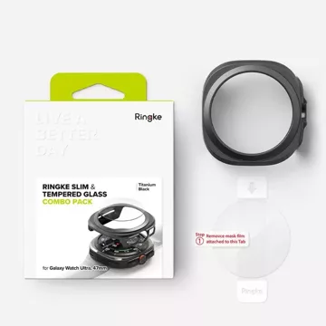 Etui ze szkłem Ringke Slim & Tempered Glass do Samsung Galaxy Watch Ultra (47 mm) Titanium Black