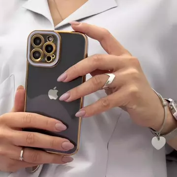 Fashion Case etui do iPhone 12 Pro Max żelowy pokrowiec ze złotą ramką biały