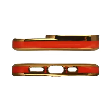 Fashion Case etui do iPhone 12 Pro żelowy pokrowiec ze złotą ramką czerwony