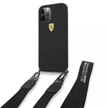 Ferrari iPhone 12/12 Pro 6,1" czarny/black hardcase On Track Silicone with strap