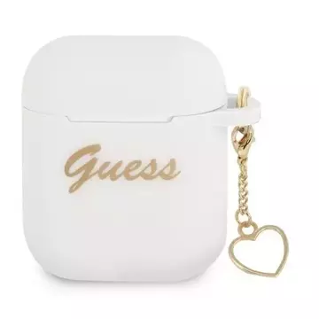 Guess  GUA2LSCHSH AirPods 1/2 cover biały/white Silicone Charm Collection