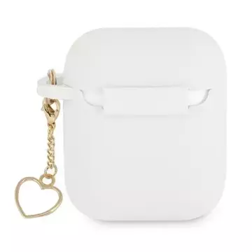 Guess  GUA2LSCHSH AirPods 1/2 cover biały/white Silicone Charm Collection