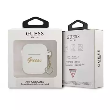 Guess  GUA2LSCHSH AirPods 1/2 cover biały/white Silicone Charm Collection