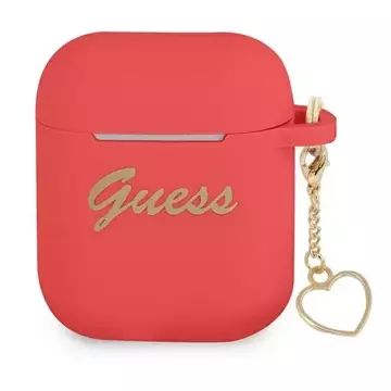 Guess GUA2LSCHSR AirPods cover czerwony/red Silicone Charm Heart Collection