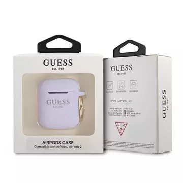 Guess GUA2SGGEU AirPods cover purpurowy/purple Silicone Glitter