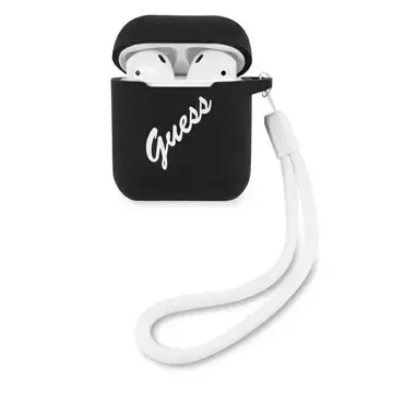 Guess GUACA2LSVSBW AirPods cover czarno biały/black white Silicone Vintage